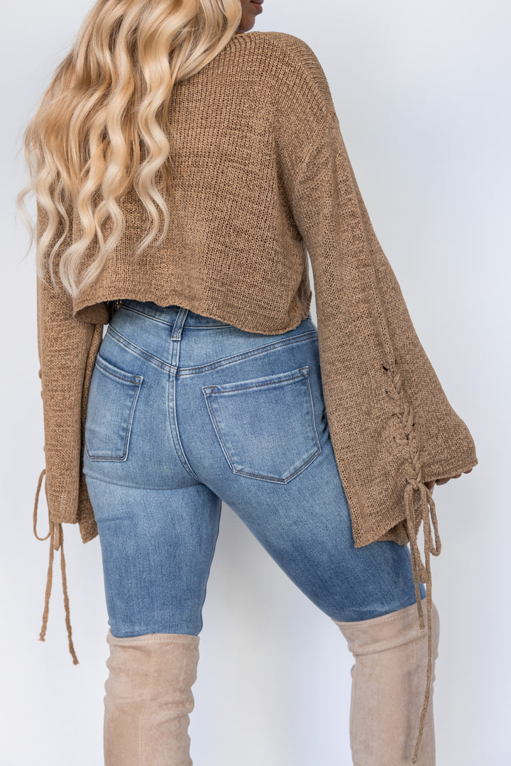 Candice Knit Bell Sleeve Top (Mocha) FINAL SALE