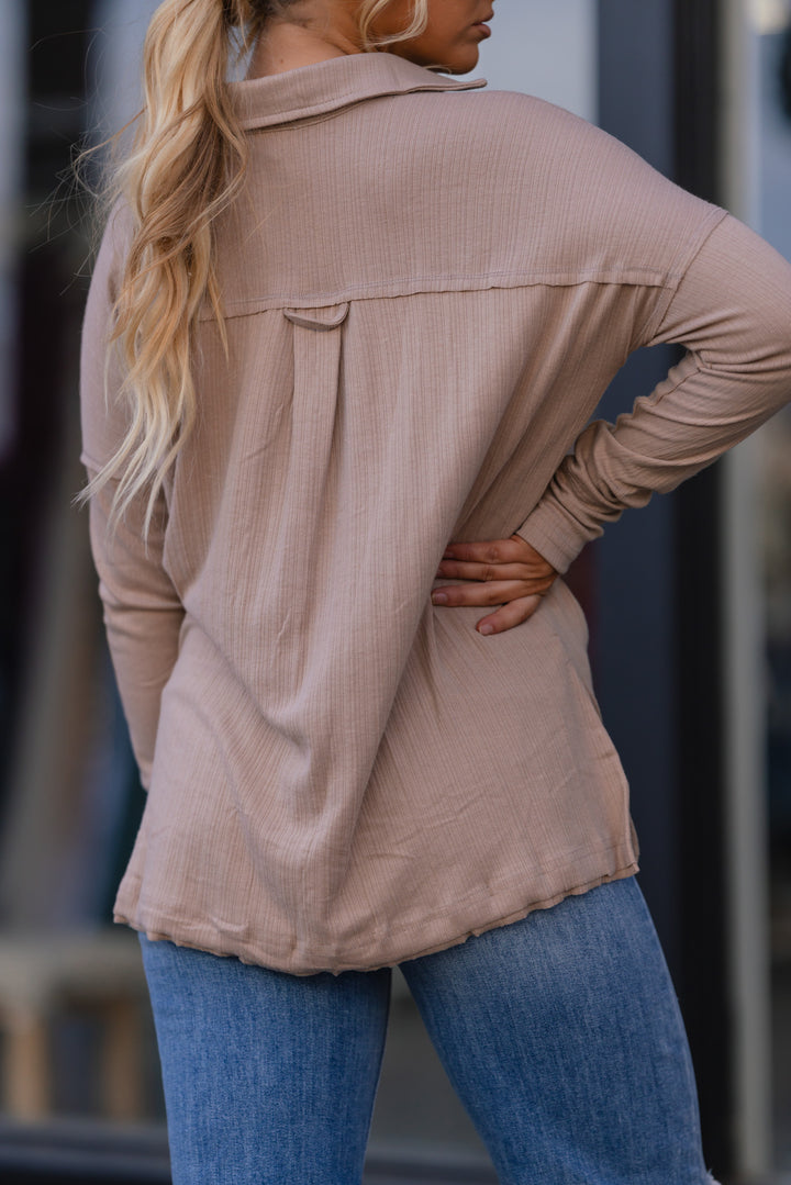 Mariah Henley Top (Taupe) FINAL SALE