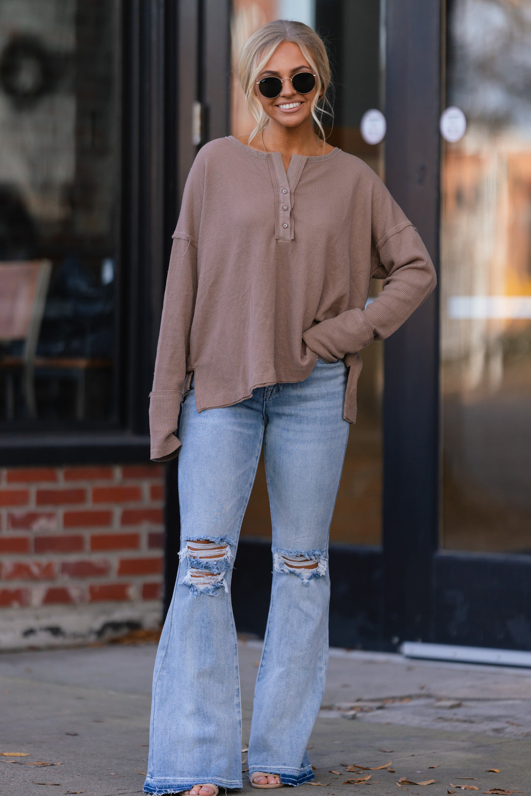 Kaydence Thermal Henley (Latte) FINAL SALE