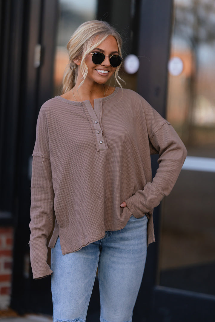 Kaydence Thermal Henley (Latte) FINAL SALE