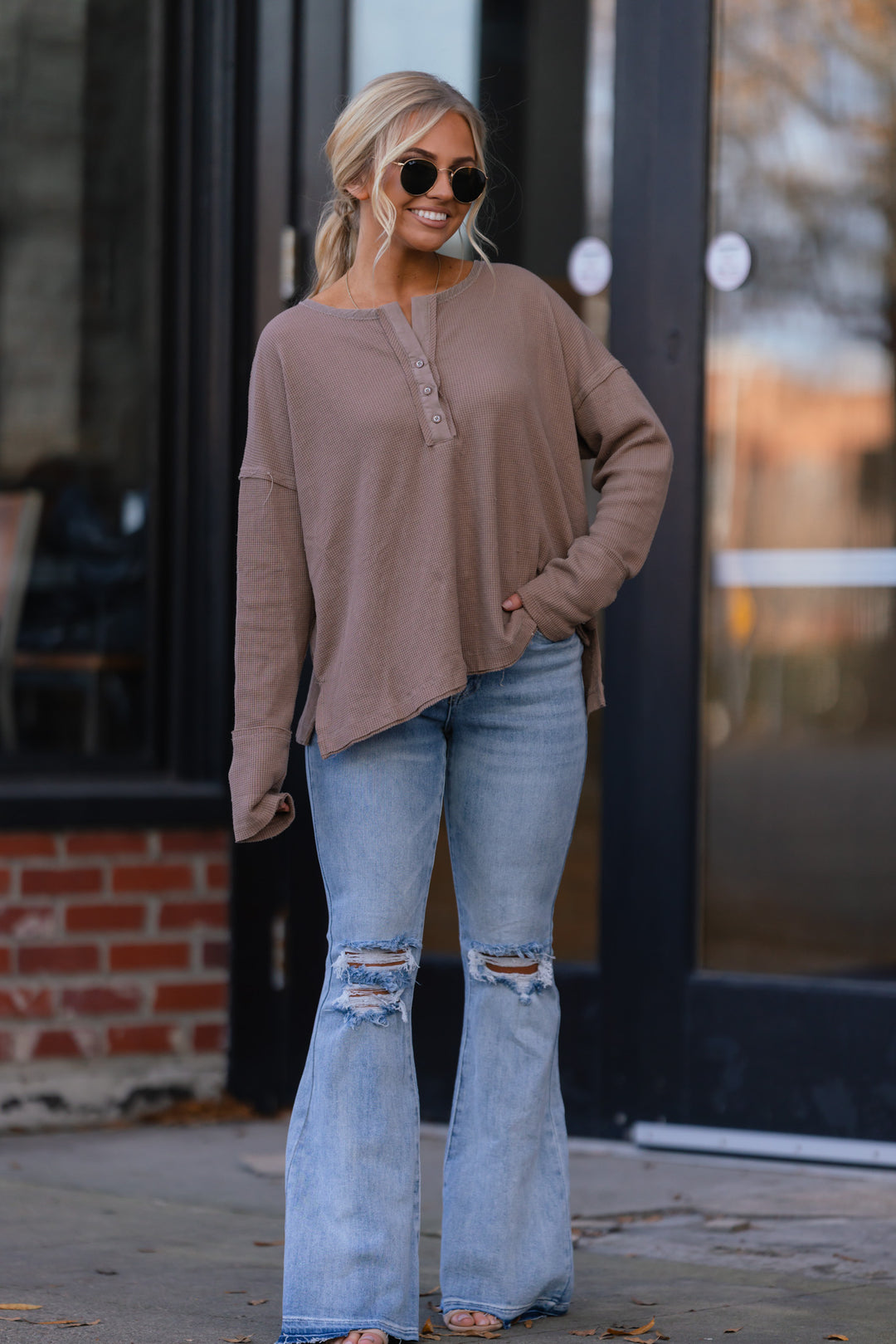 Kaydence Thermal Henley (Latte) FINAL SALE