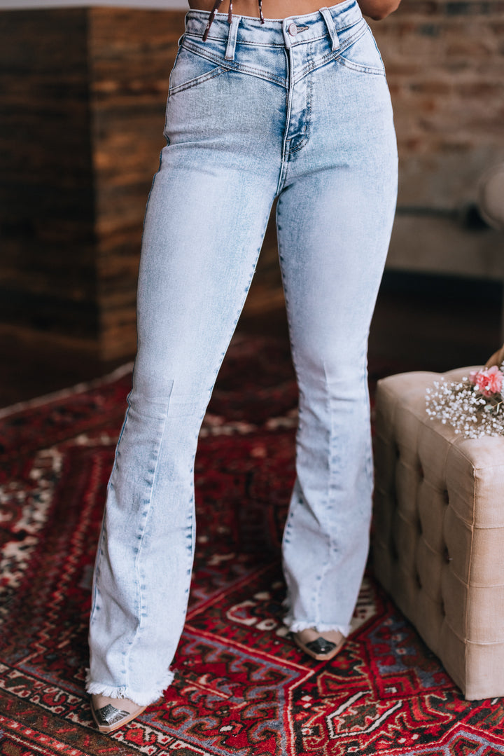 Acid Wash Flare Jeans