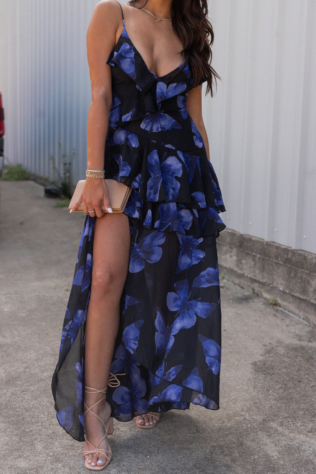 Butterfly Chiffon Maxi Dress