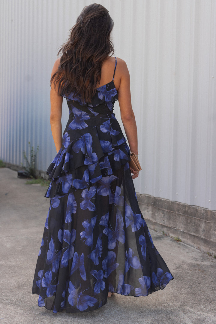 Butterfly Chiffon Maxi Dress