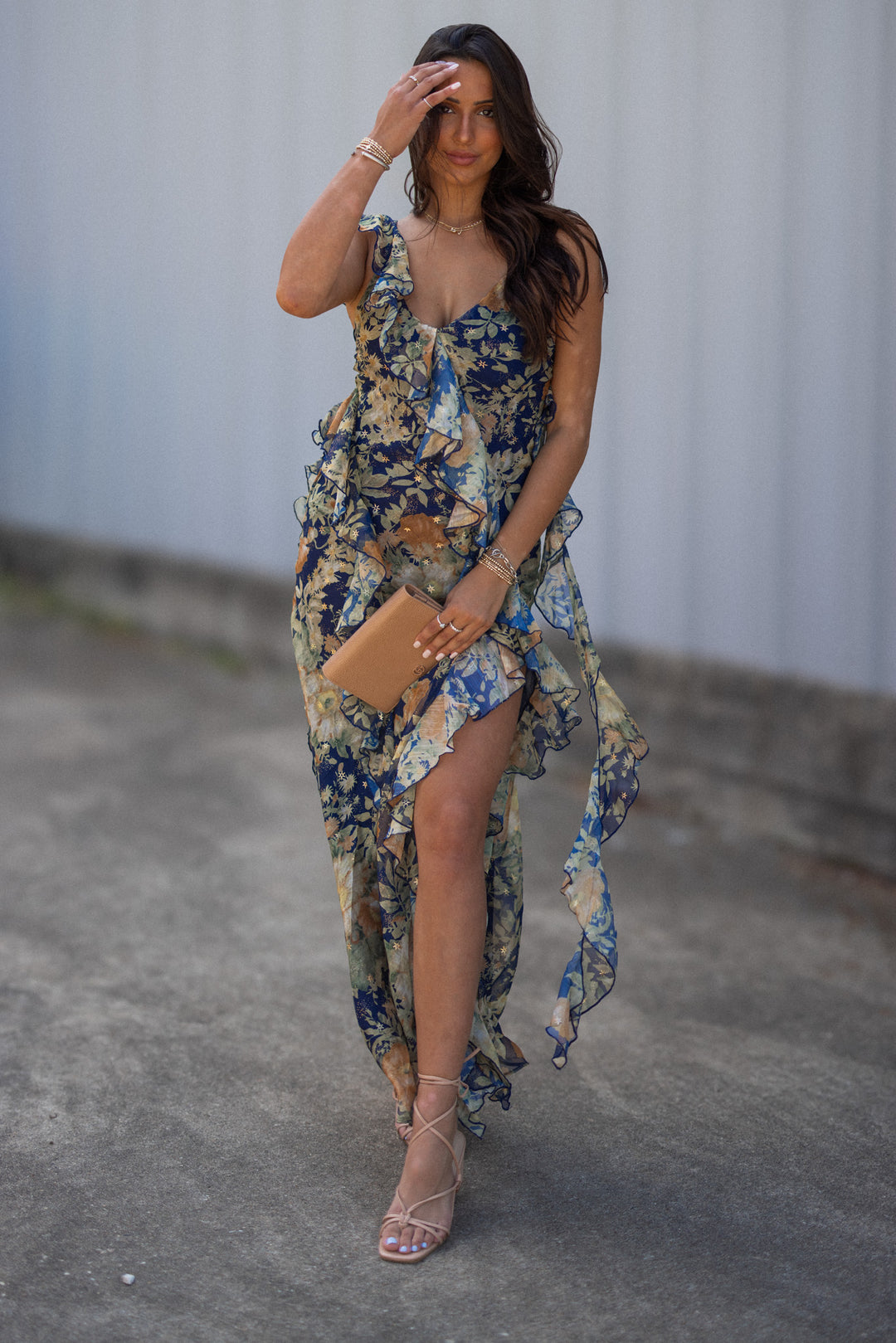 Midsommer Night Foil Maxi Dress