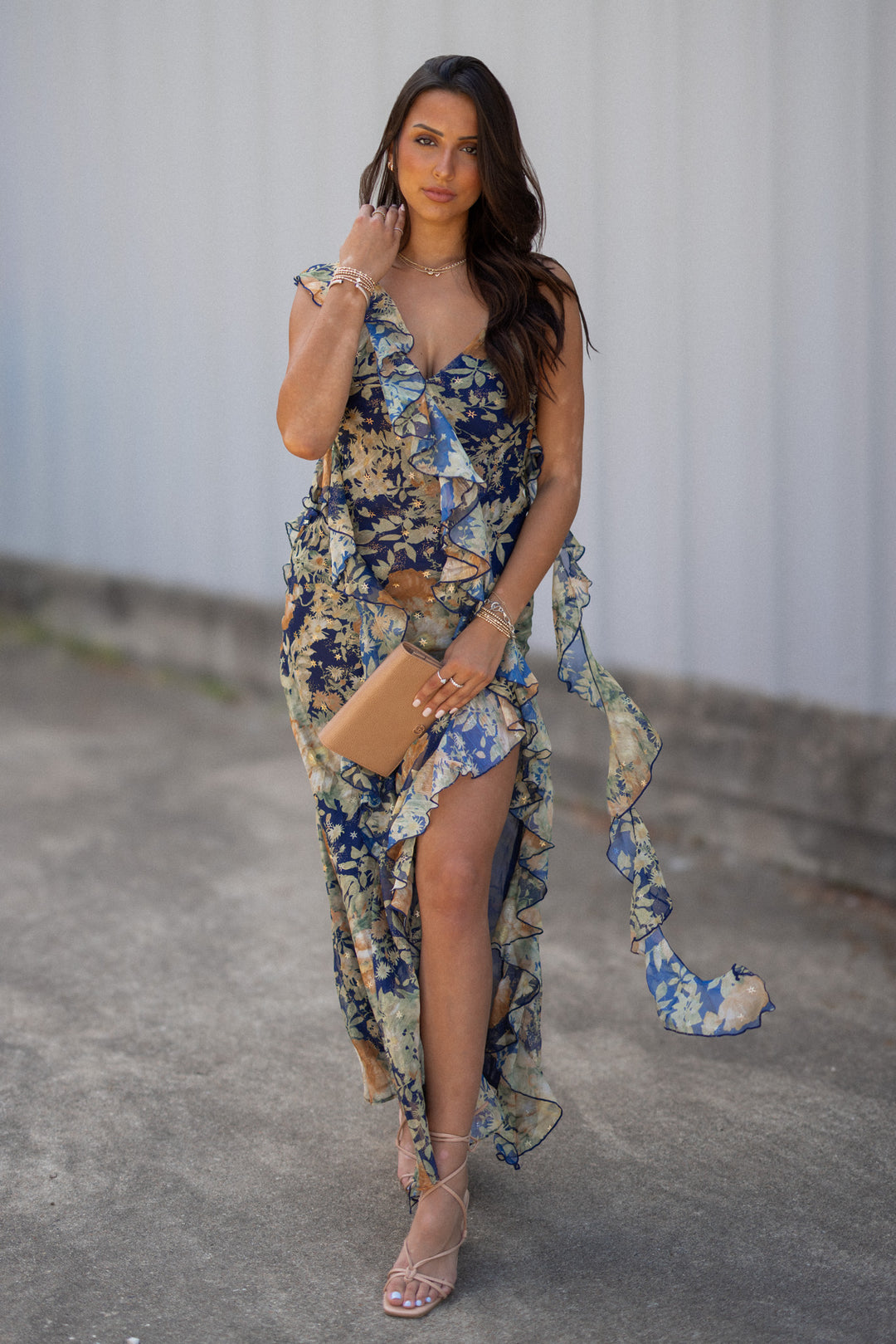 Midsommer Night Foil Maxi Dress