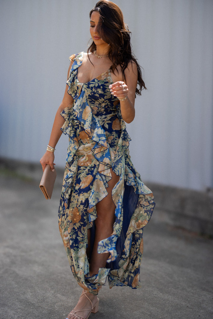 Midsommer Night Foil Maxi Dress