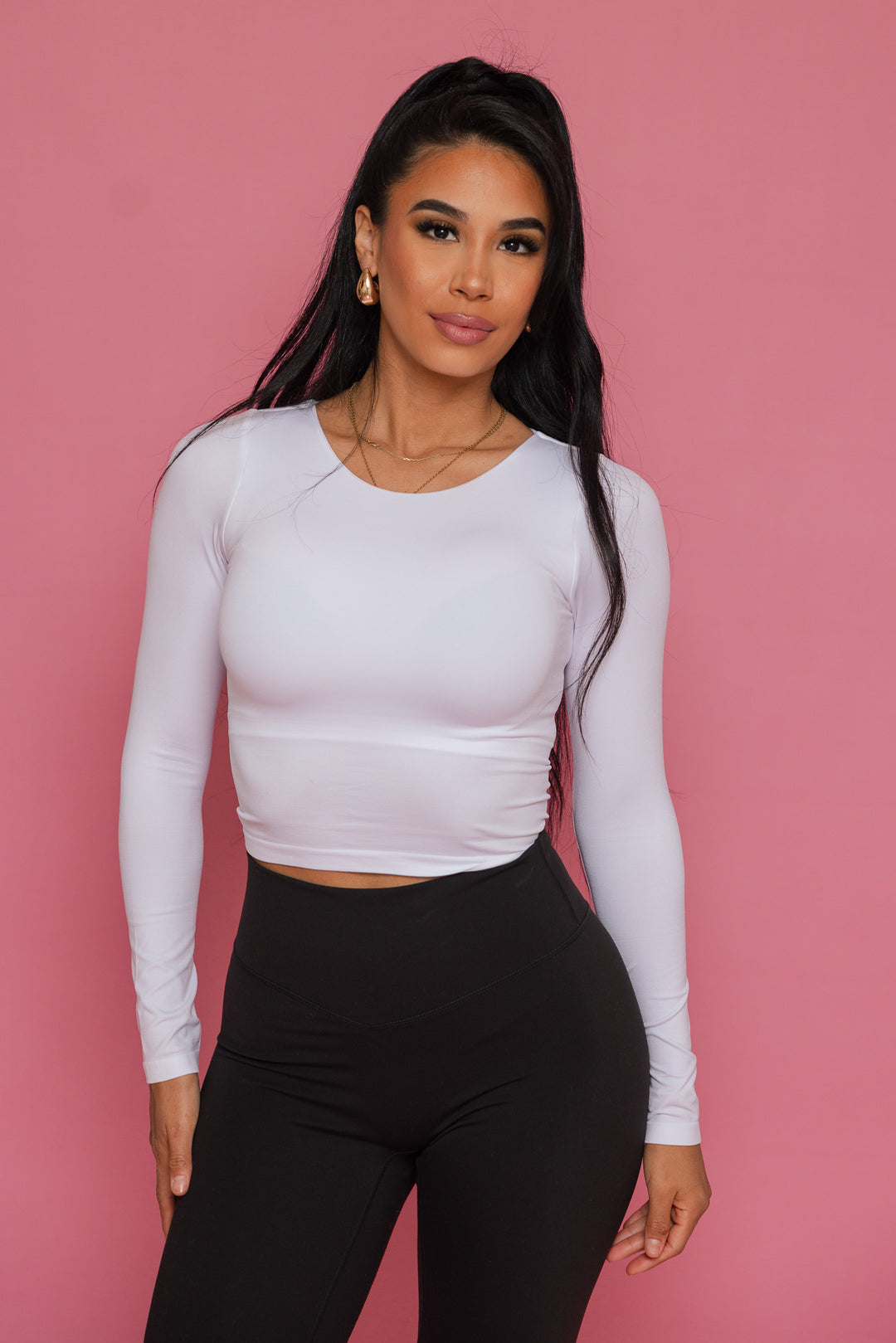 Josie Seamless Long Sleeve Top (White)