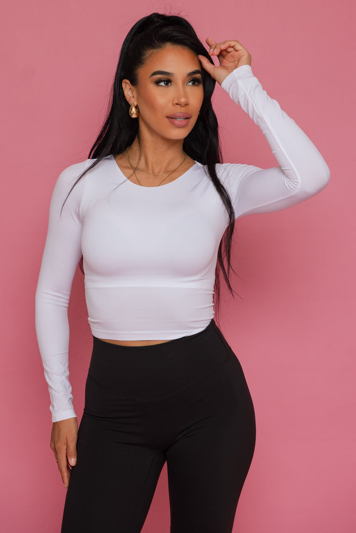 Josie Seamless Long Sleeve Top (White)