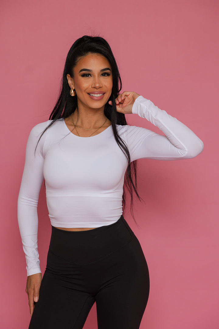 Josie Seamless Long Sleeve Top (White)