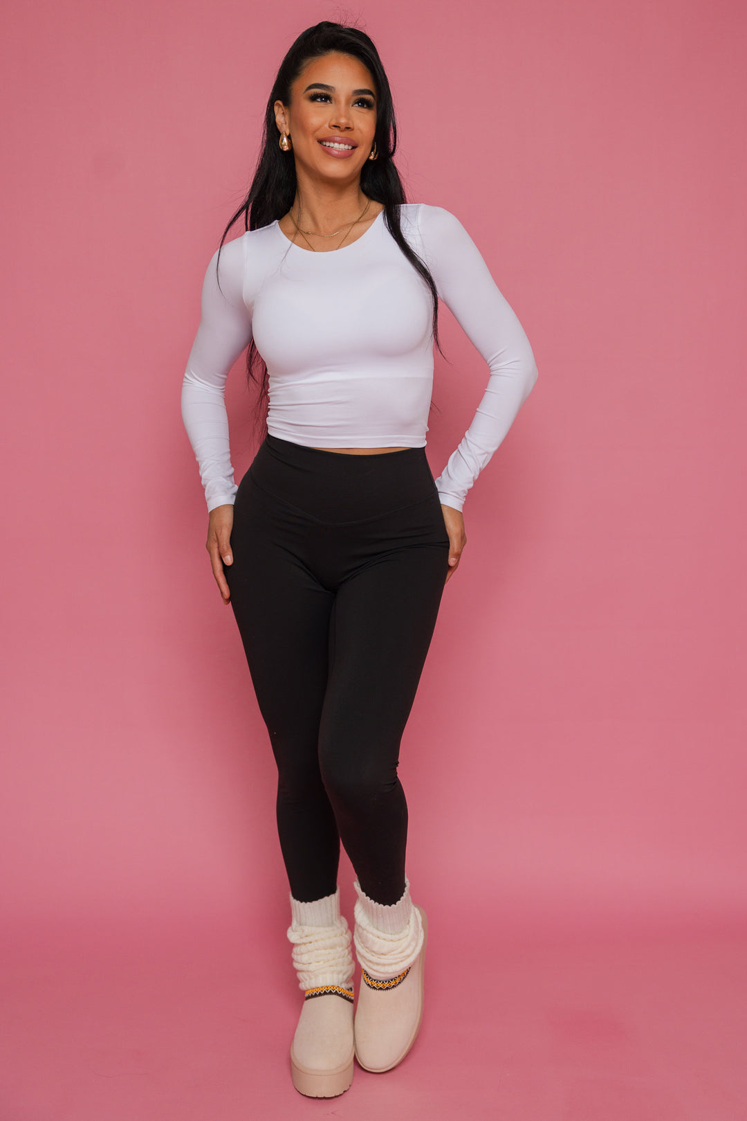 Josie Seamless Long Sleeve Top (White)