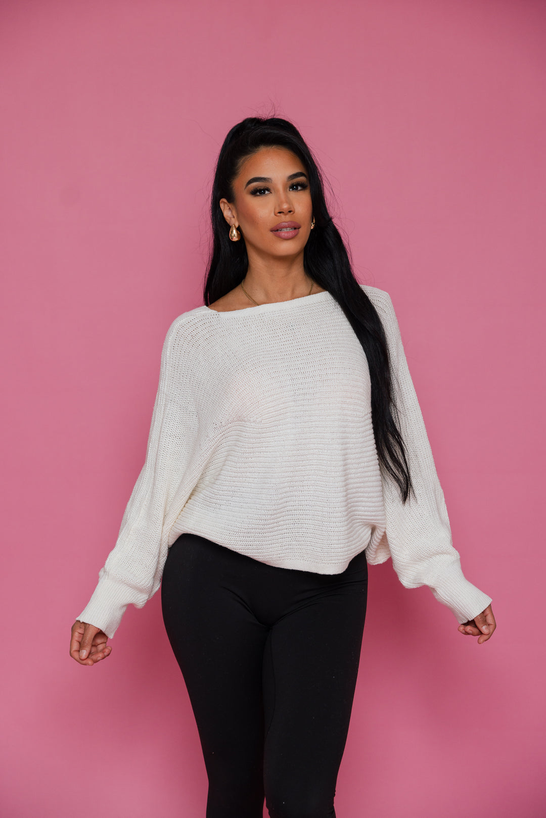 Open Book Lace Up Sweater (Ivory)