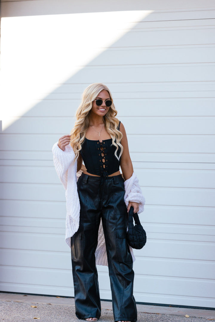 Couture Lace Up Corset Top (Black)