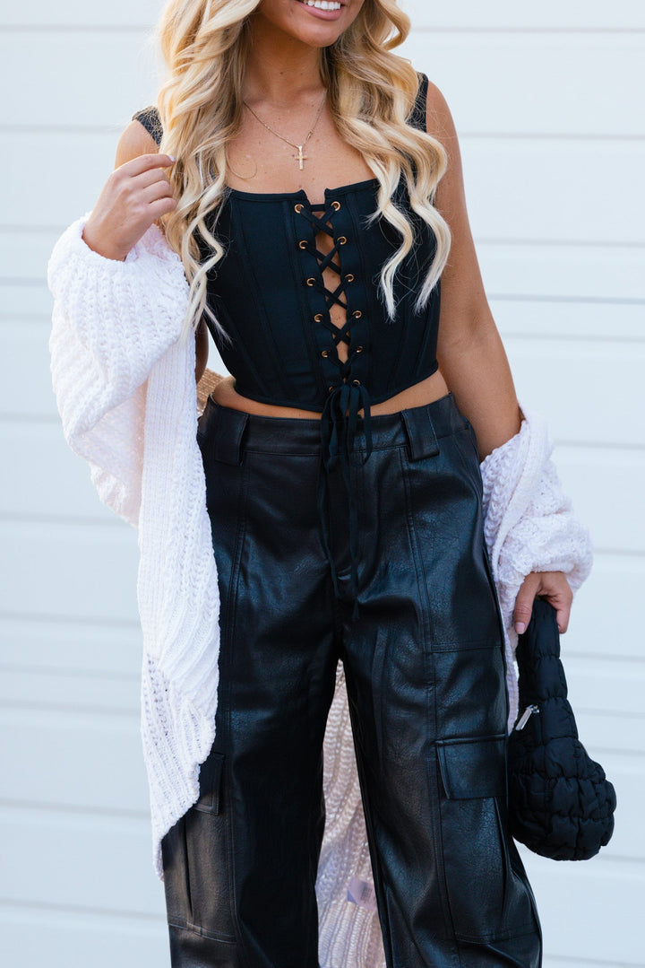 Couture Lace Up Corset Top (Black)