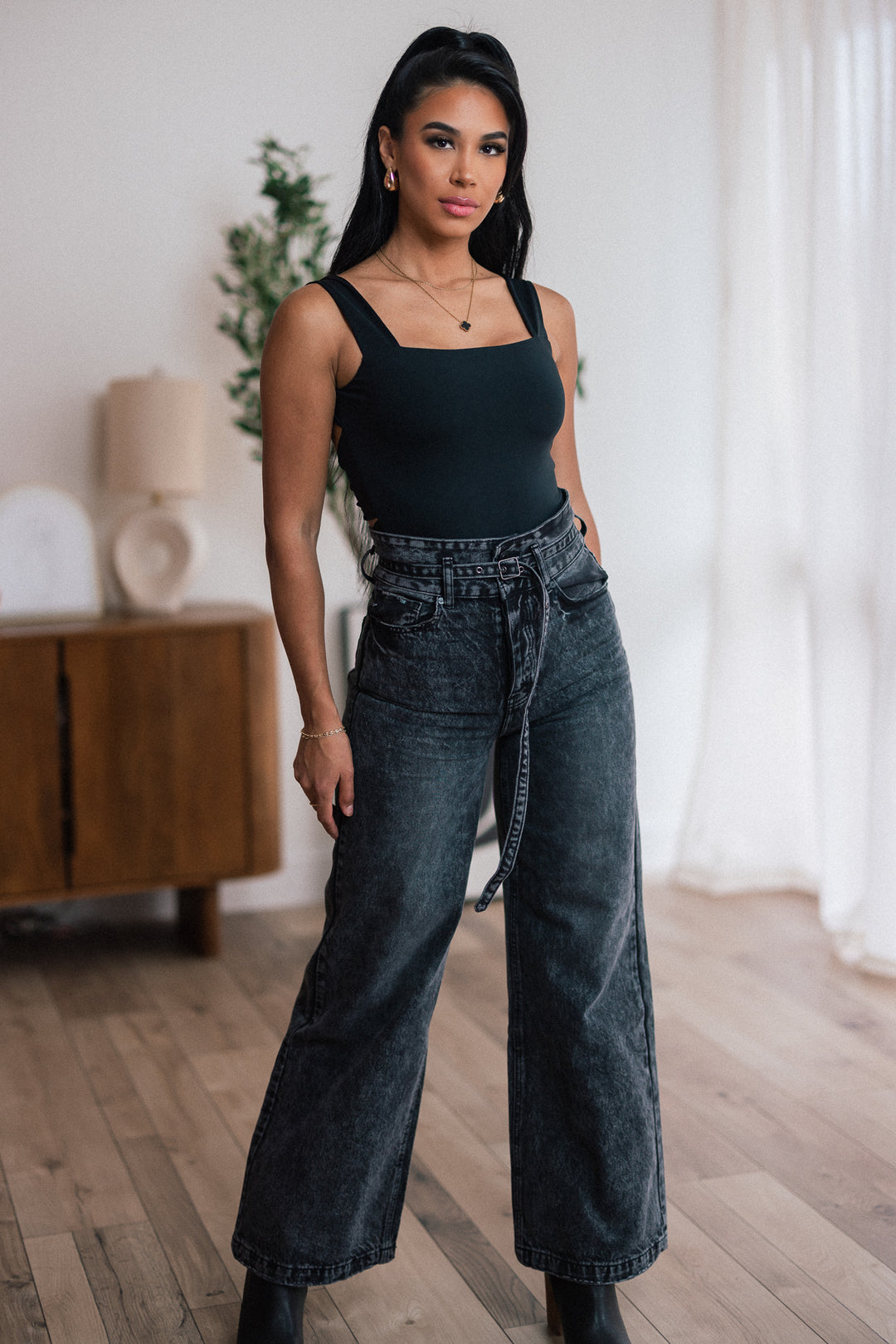 Monica High Rise Wide Denim Pants