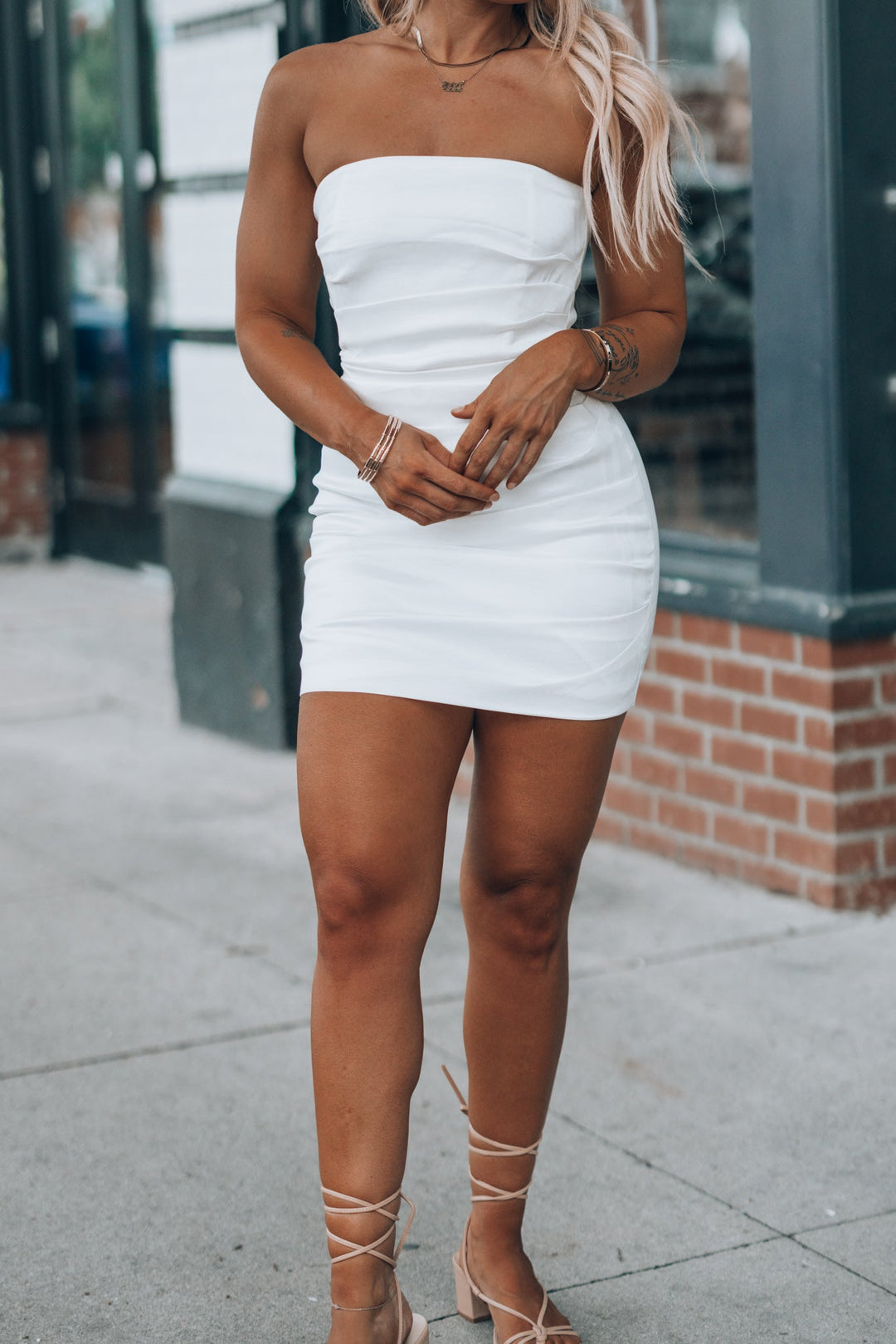 Quincy Bow Mini Dress (White) FINAL SALE