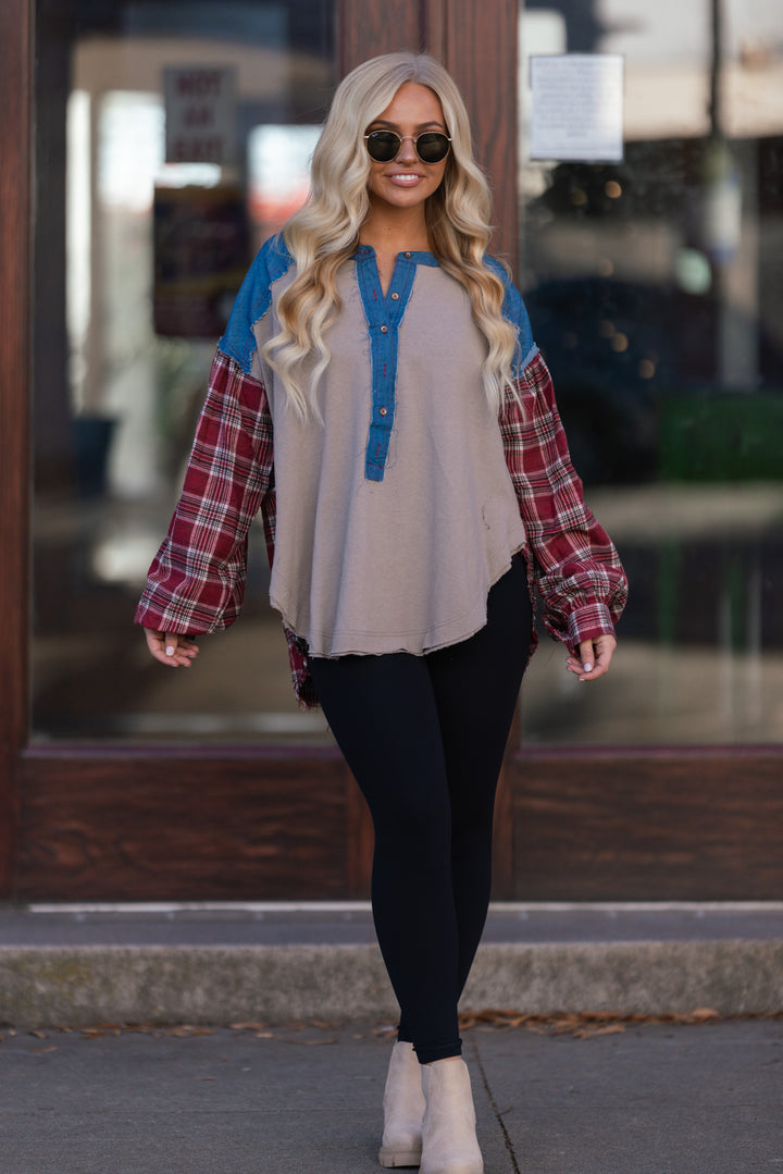 Mixed Panel Chambray Tunic FINAL SALE