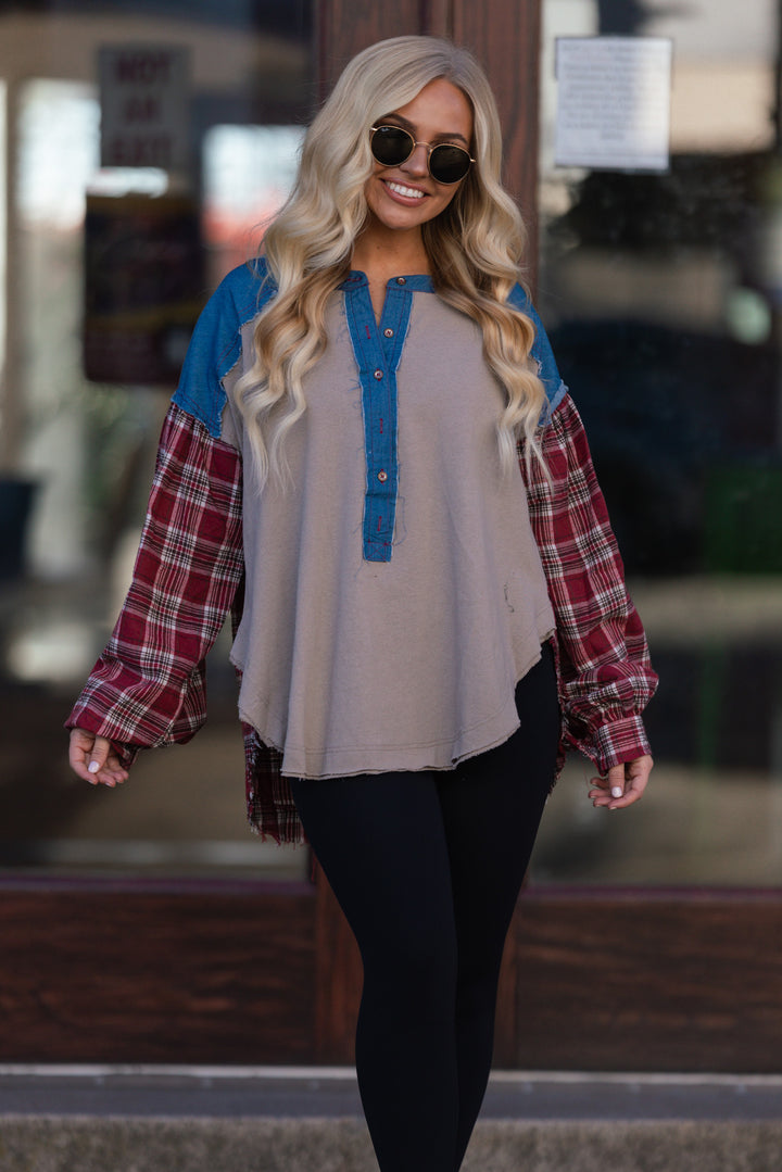 Mixed Panel Chambray Tunic FINAL SALE