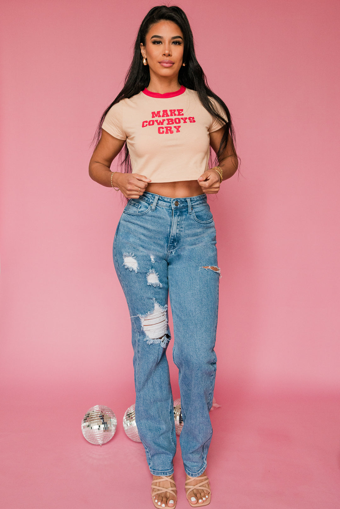 Make Cowboys Cry Crop Tee