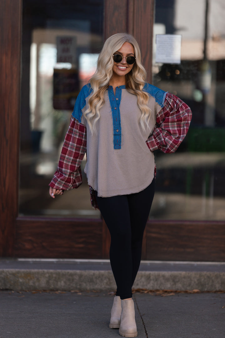 Mixed Panel Chambray Tunic FINAL SALE