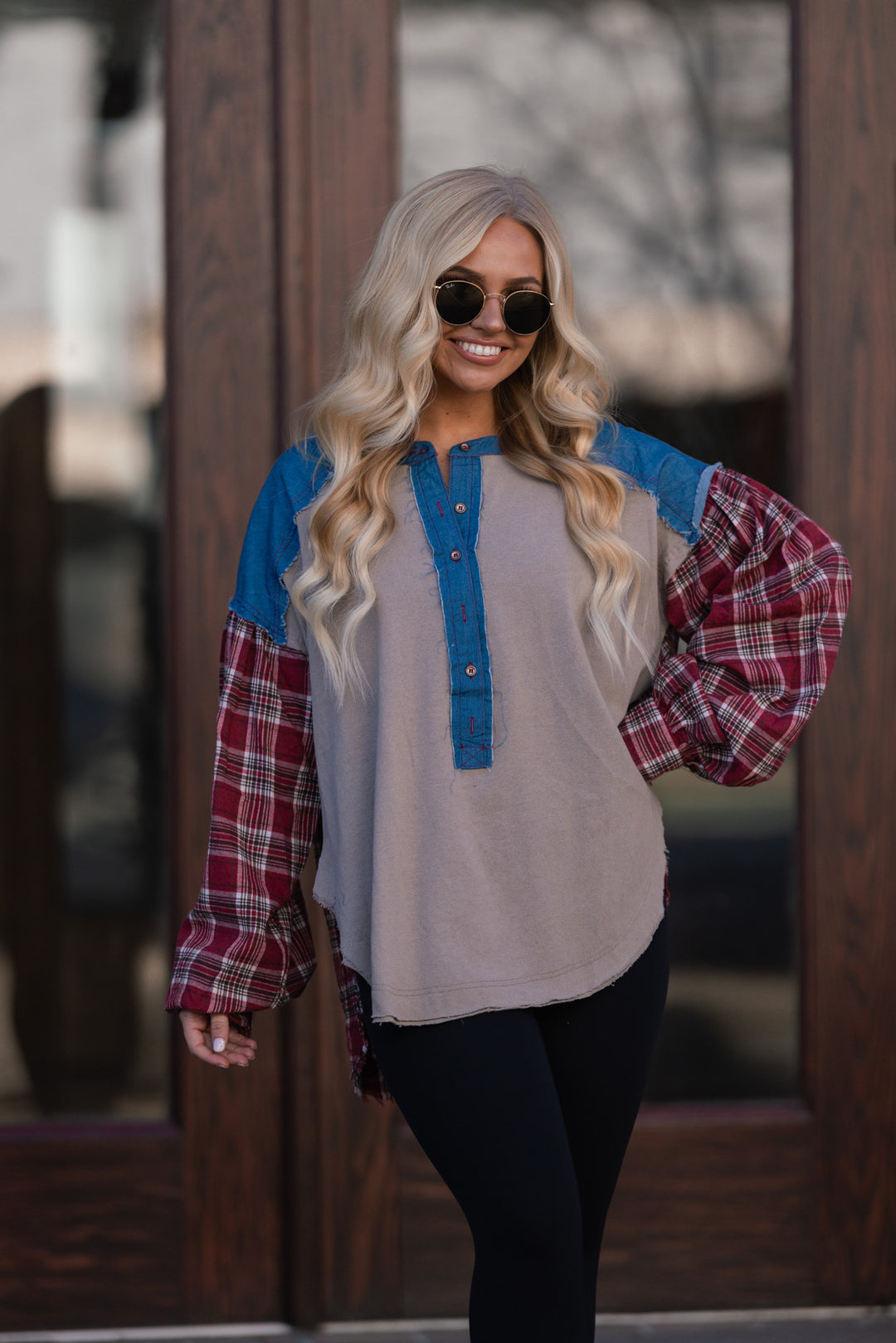 Mixed Panel Chambray Tunic FINAL SALE