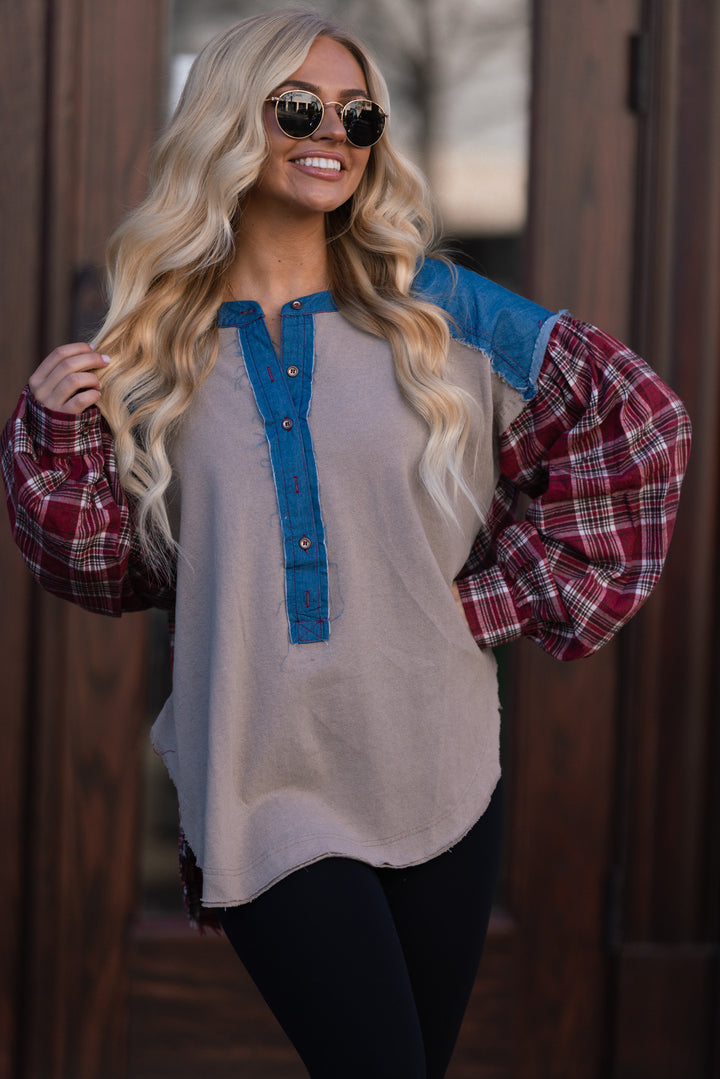 Mixed Panel Chambray Tunic FINAL SALE