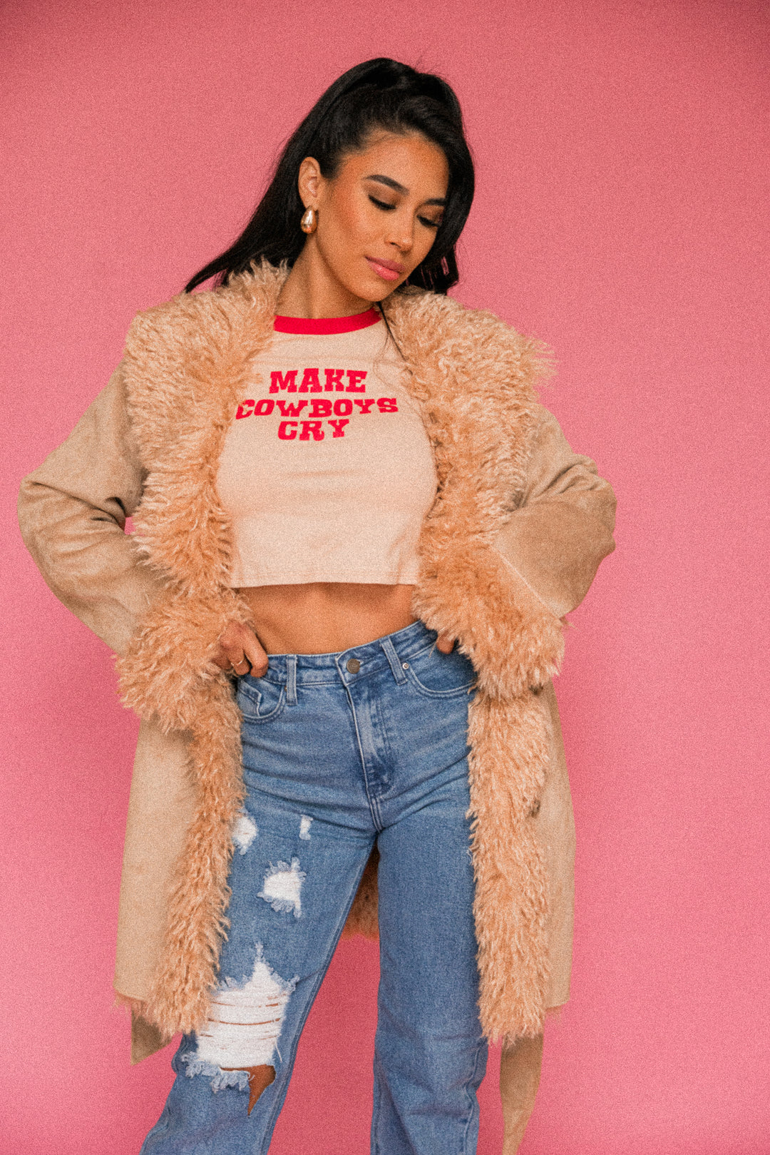 Make Cowboys Cry Crop Tee