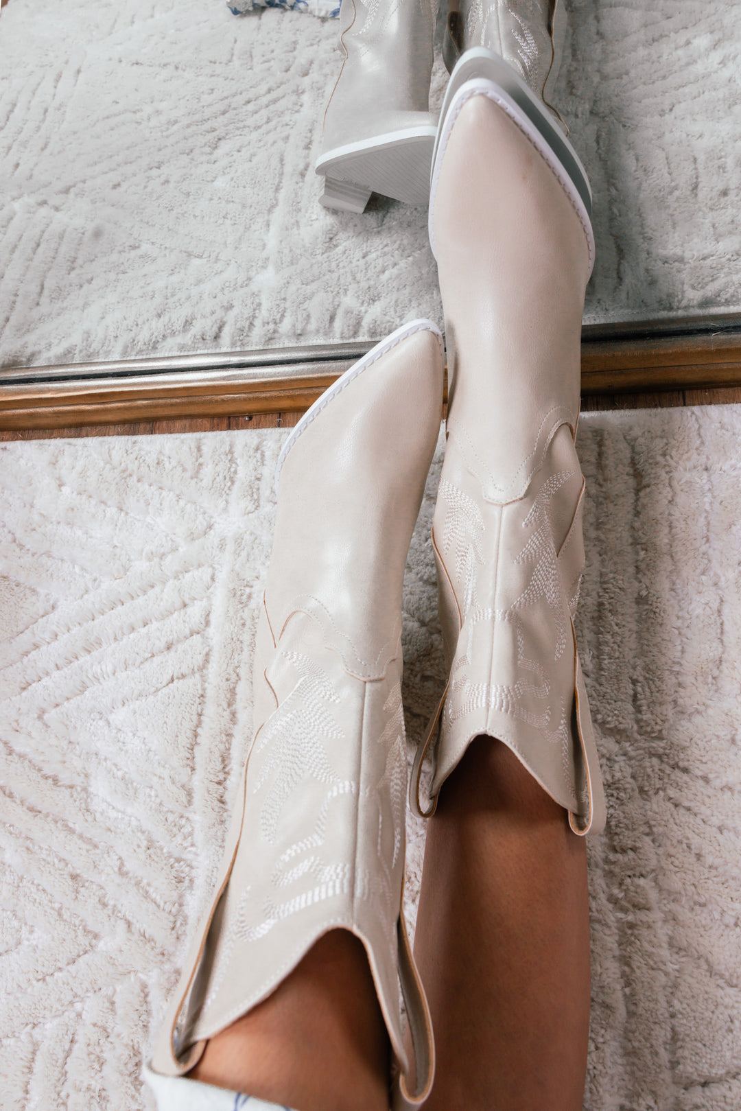 Out West Cowboy Booties (Beige)