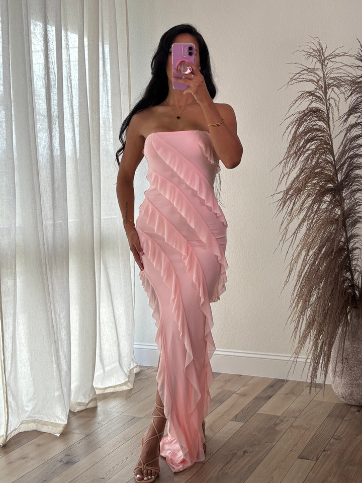 For The Frills Maxi Dress (Pink)