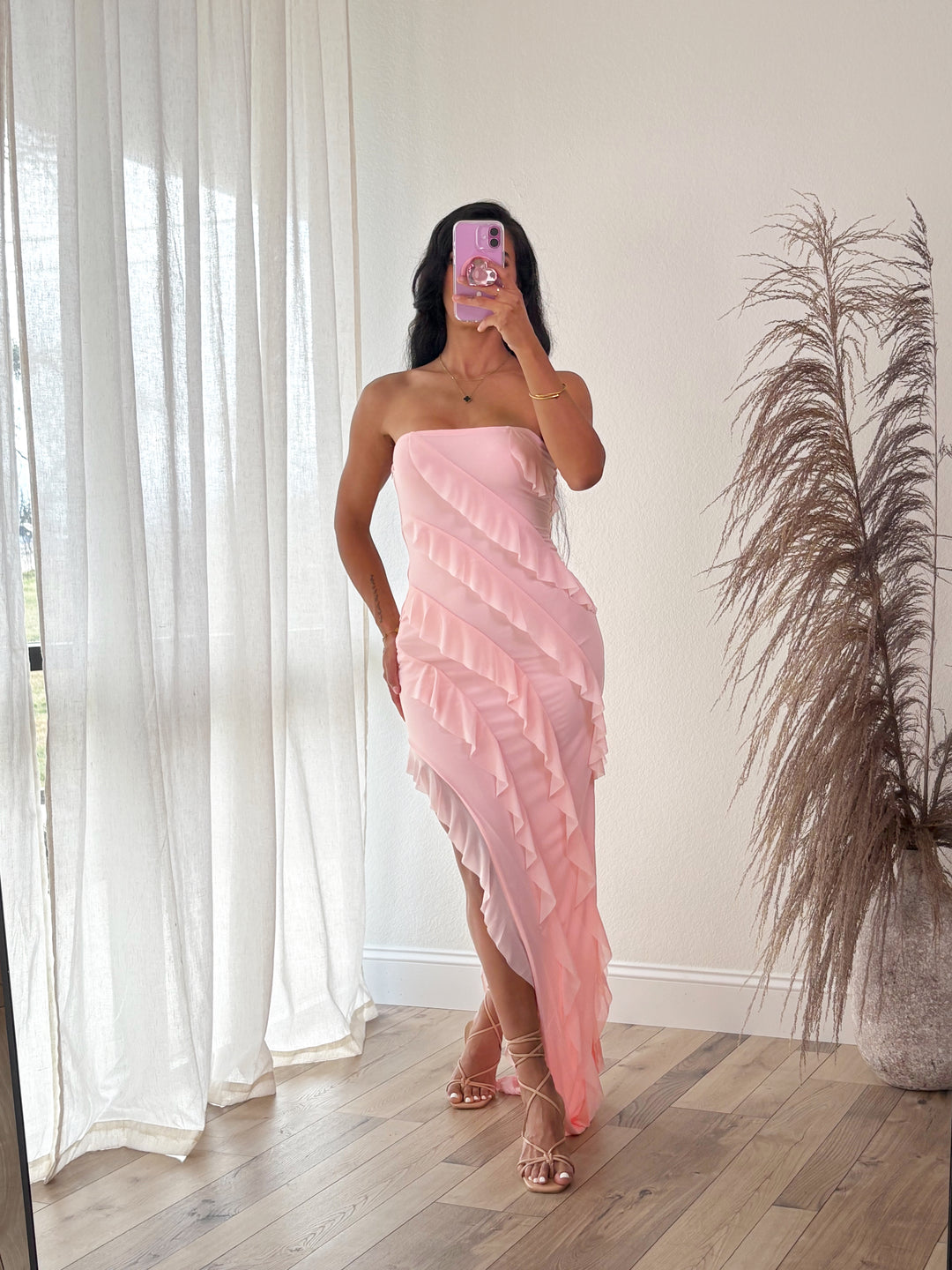 For The Frills Maxi Dress (Pink)