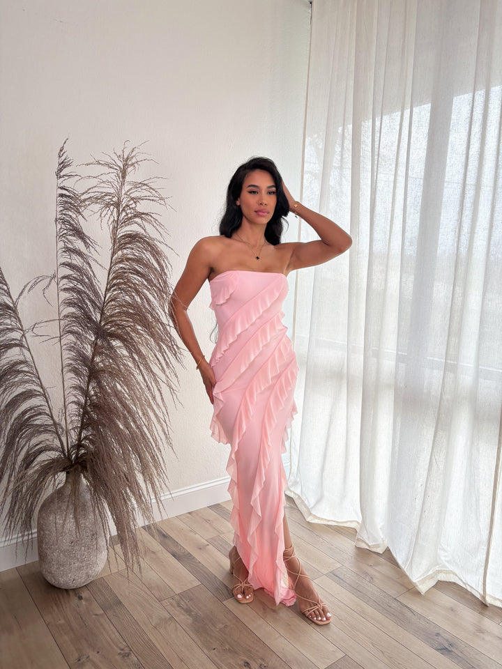 For The Frills Maxi Dress (Pink)