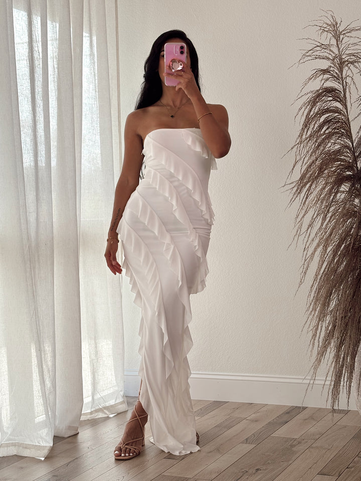 For The Frills Maxi Dress (White)