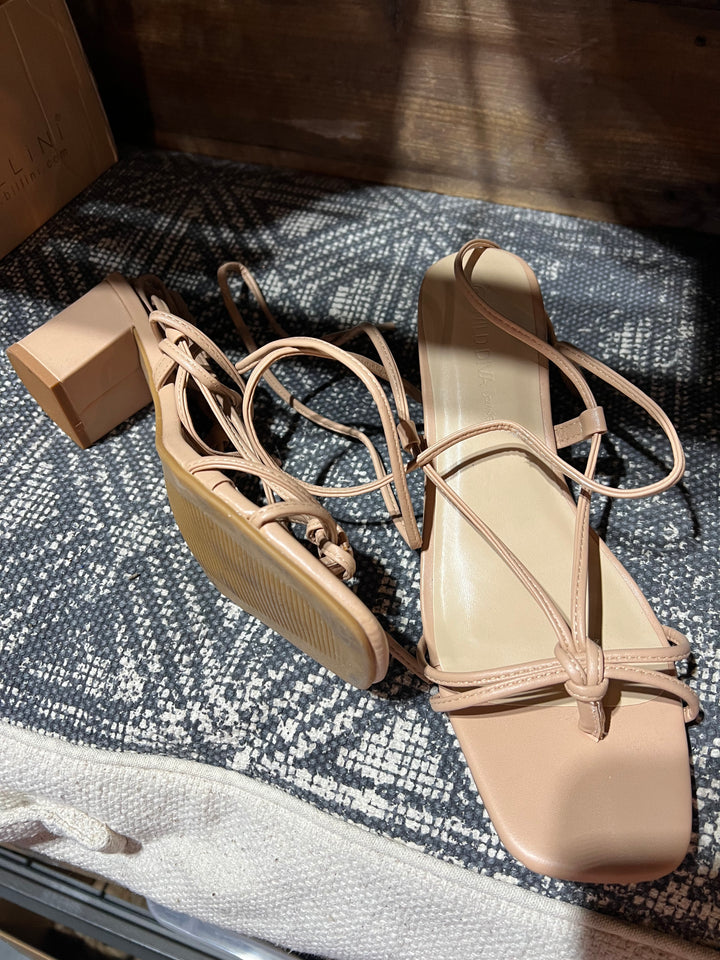 Strappy Mini Heel Taupe- Size 9