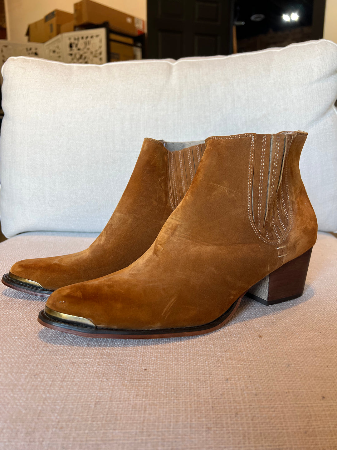 Out West Tan Booties Size 8.5