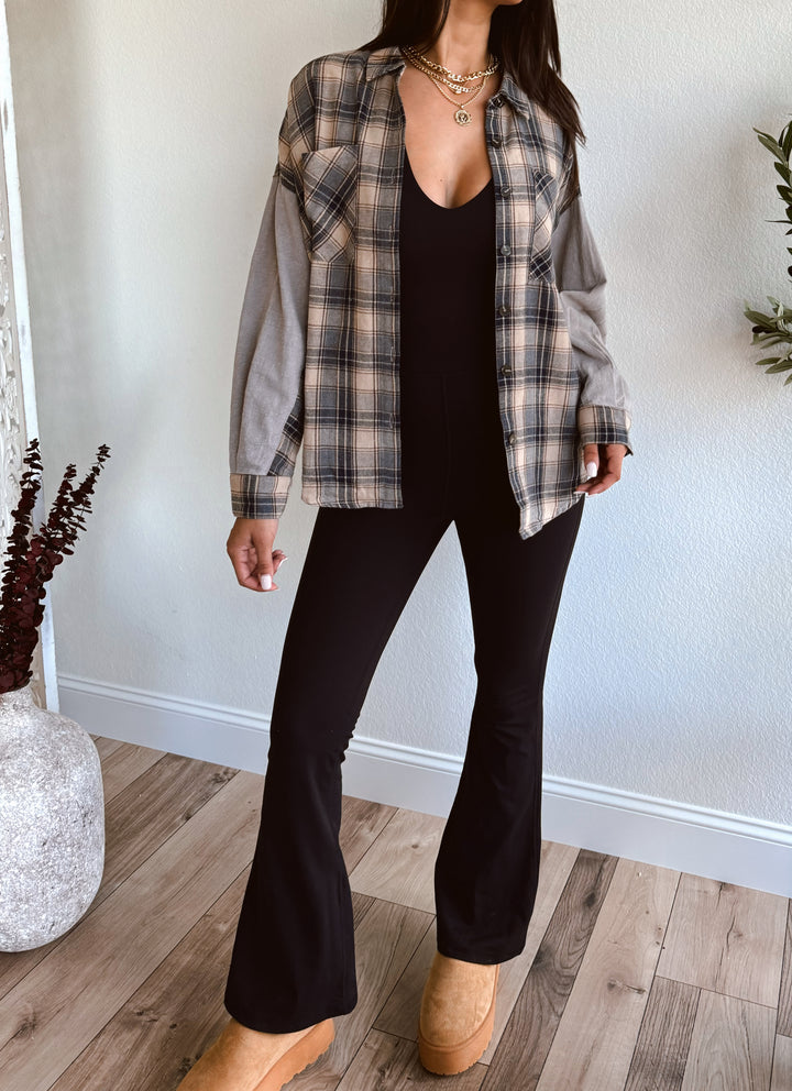 Ryder Plaid Oversized Jacket (Slate Grey)