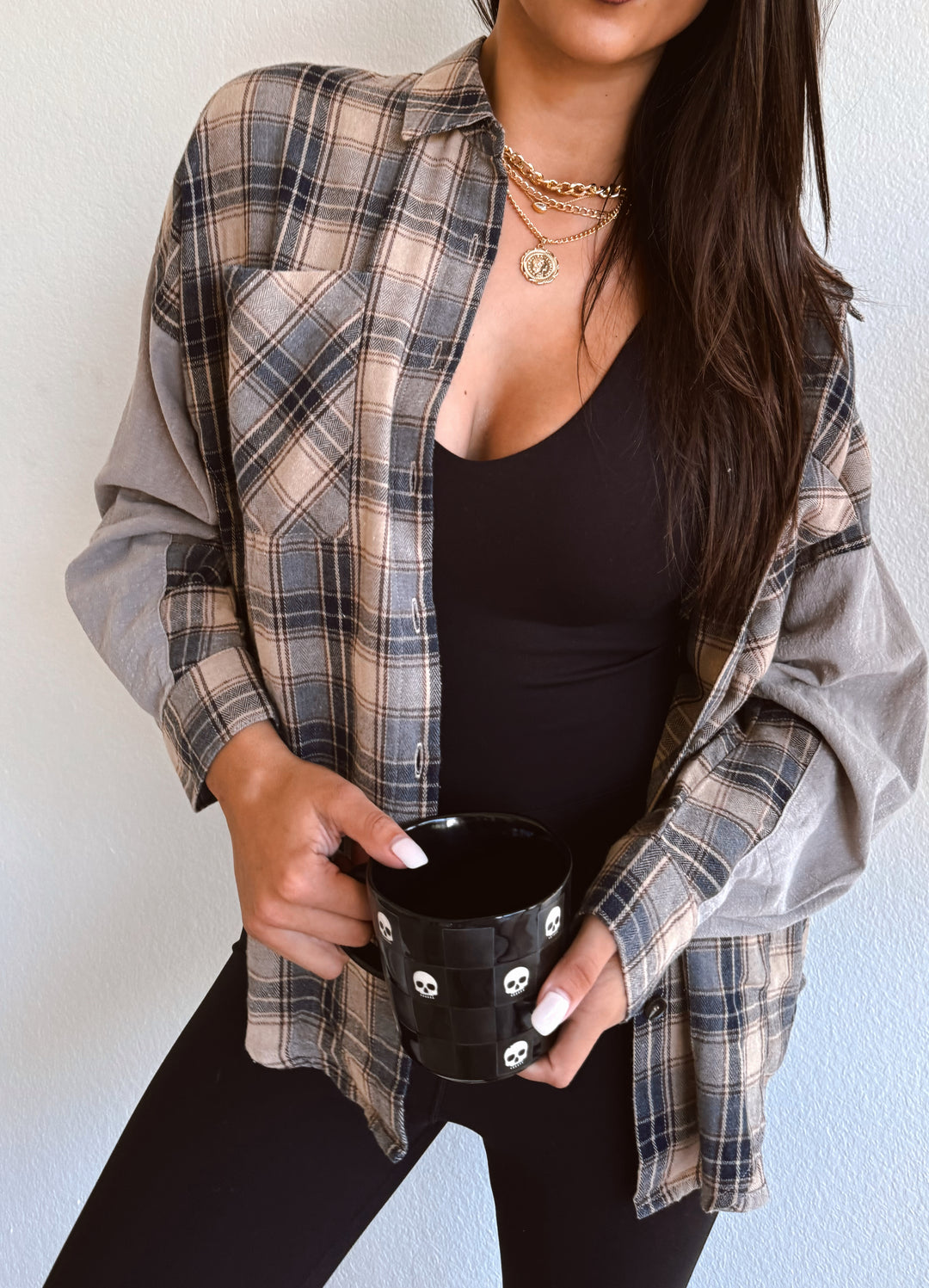 Ryder Plaid Oversized Jacket (Slate Grey)