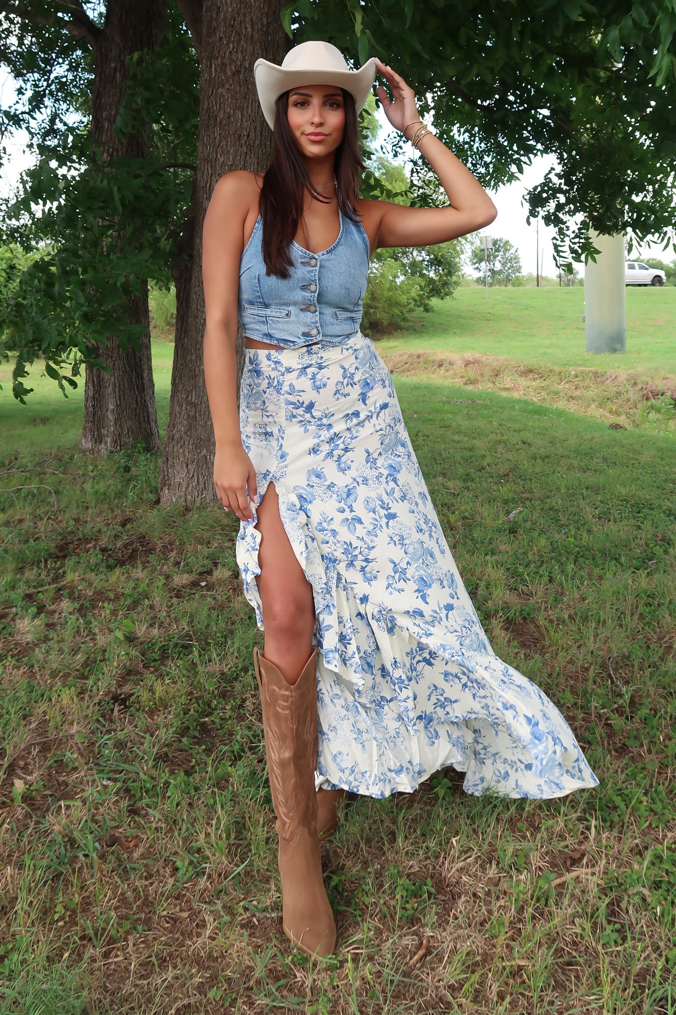 Floral skirt ruffle best sale