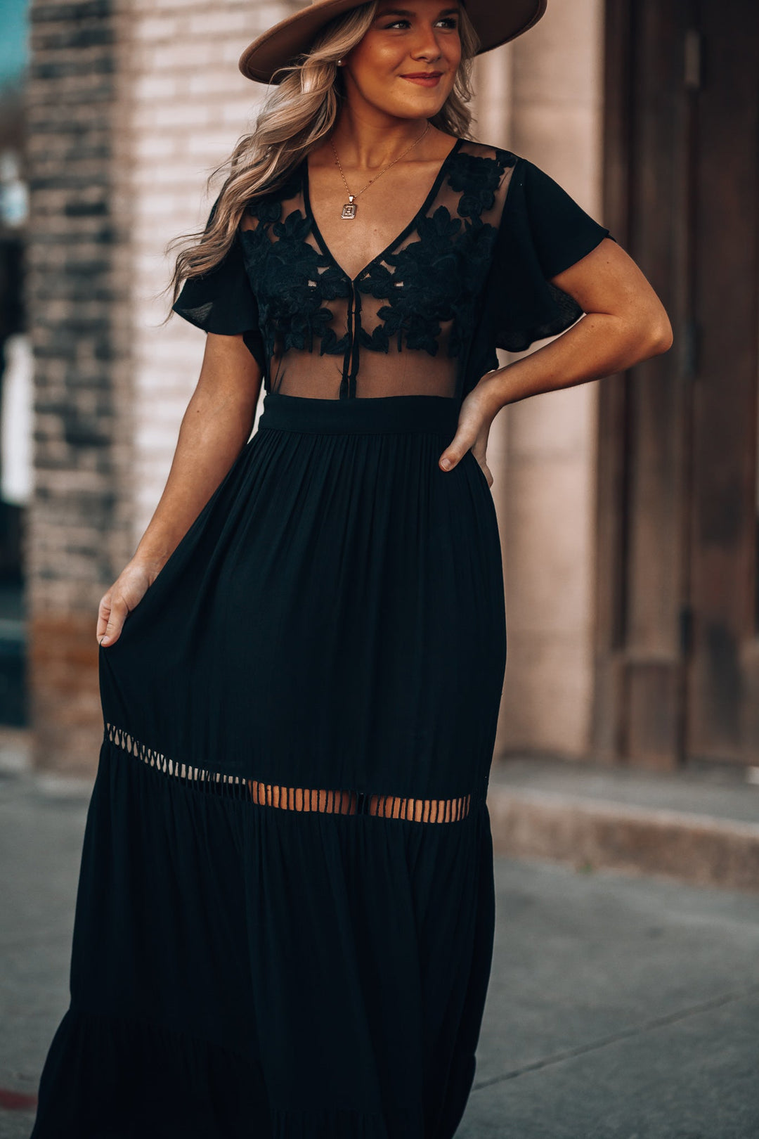 Skylar Embroidered Maxi Dress (Black) FINAL SALE