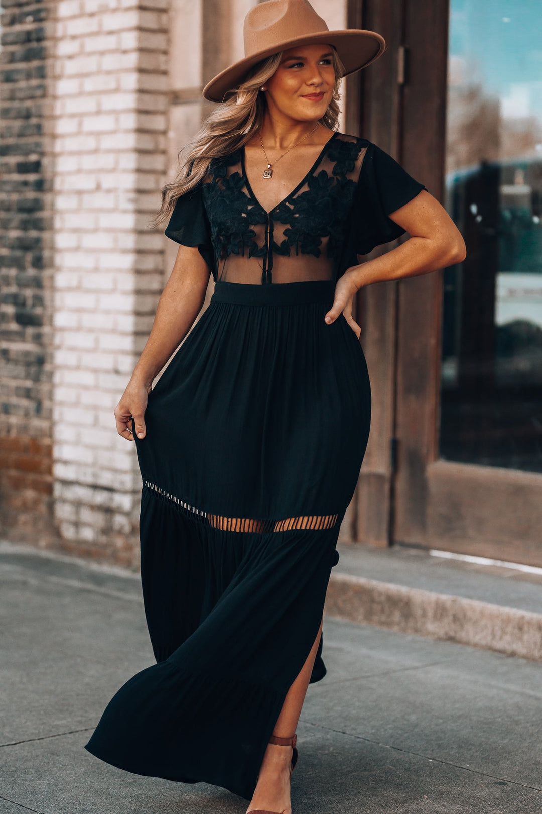 Skylar Embroidered Maxi Dress (Black) FINAL SALE