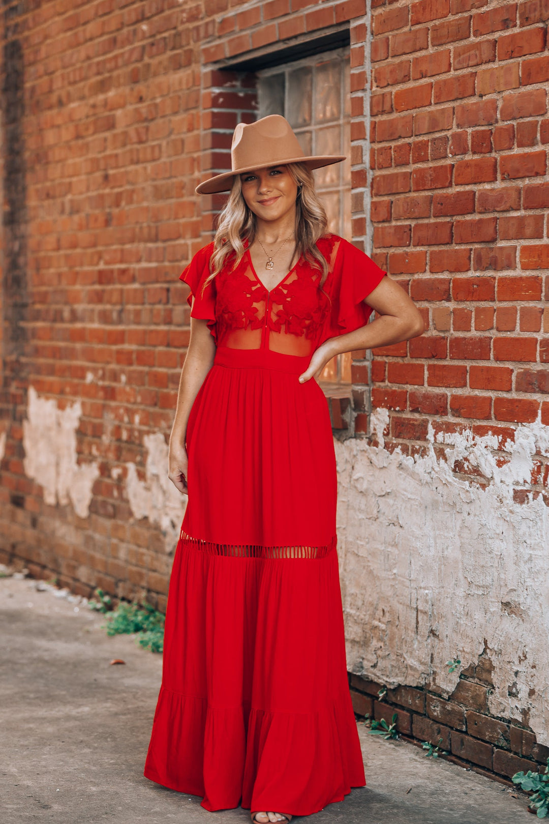 Skylar Embroidered Maxi Dress (Red) FINAL SALE