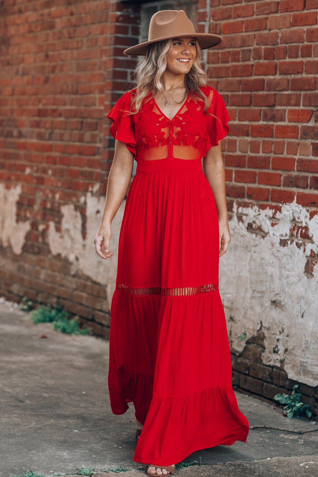 Skylar Embroidered Maxi Dress (Red) FINAL SALE