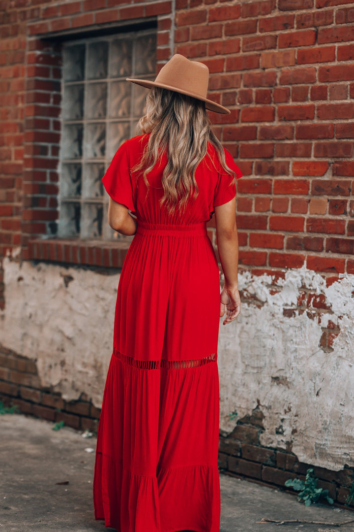 Skylar Embroidered Maxi Dress (Red) FINAL SALE