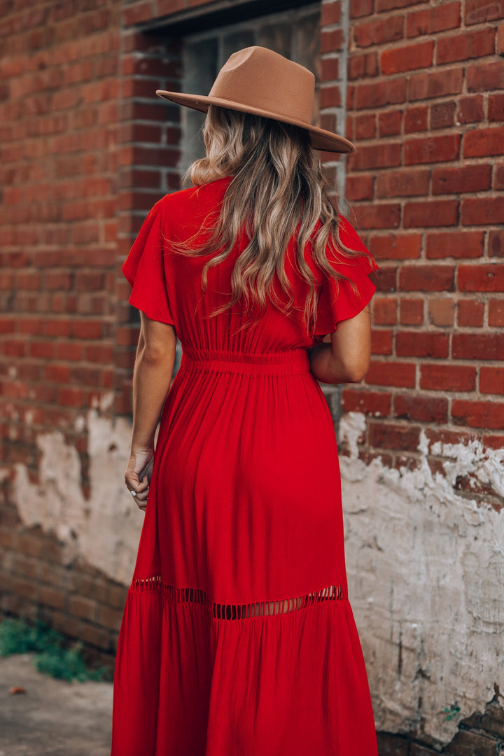 Skylar Embroidered Maxi Dress (Red) FINAL SALE