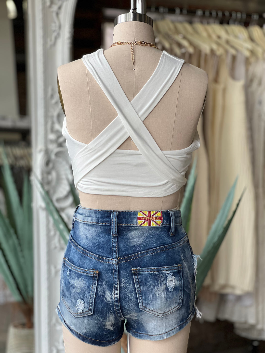 Happy Hour Wrap Crop Top (Off White) FINAL SALE