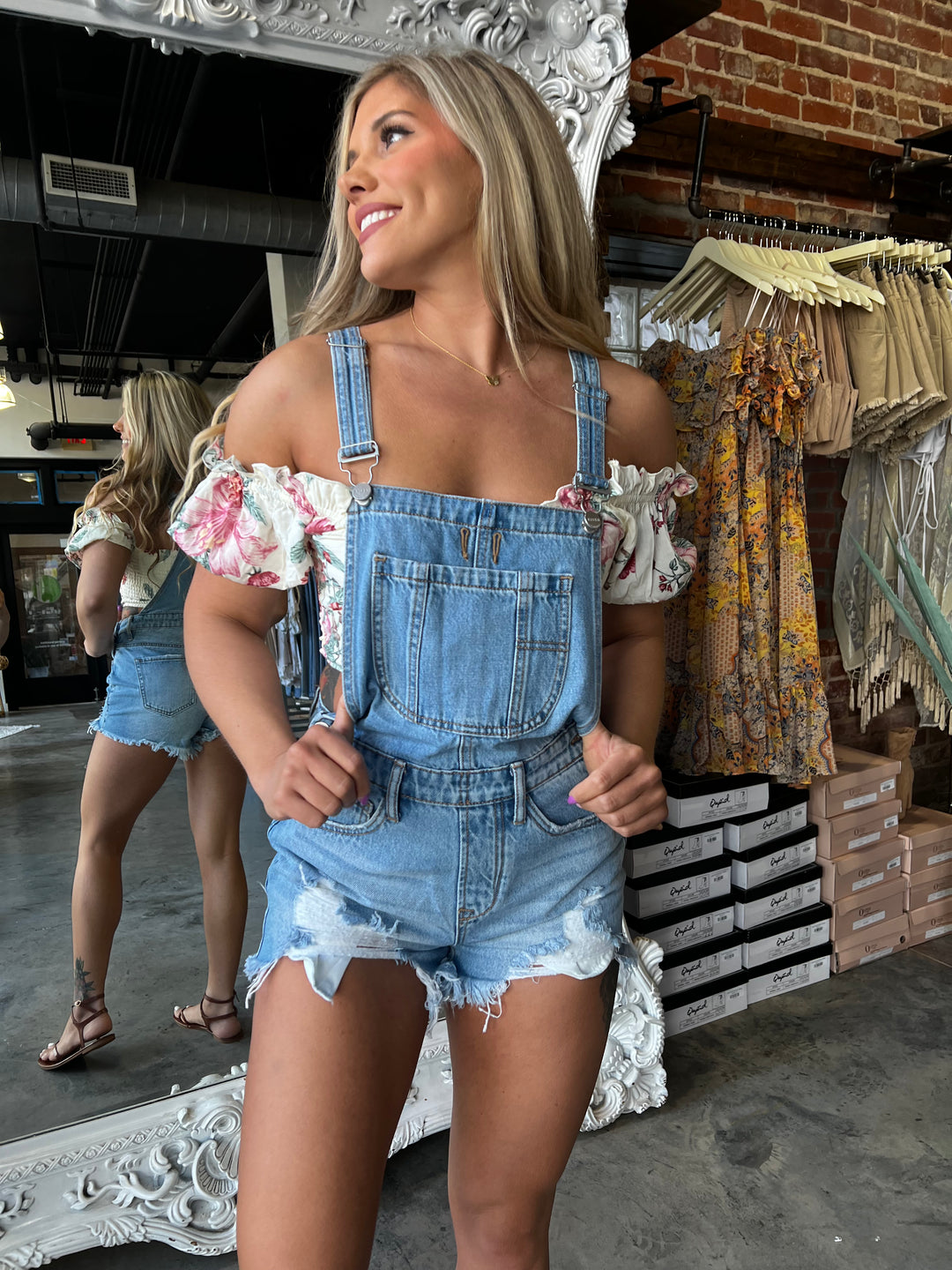 Denim Overall Shorts