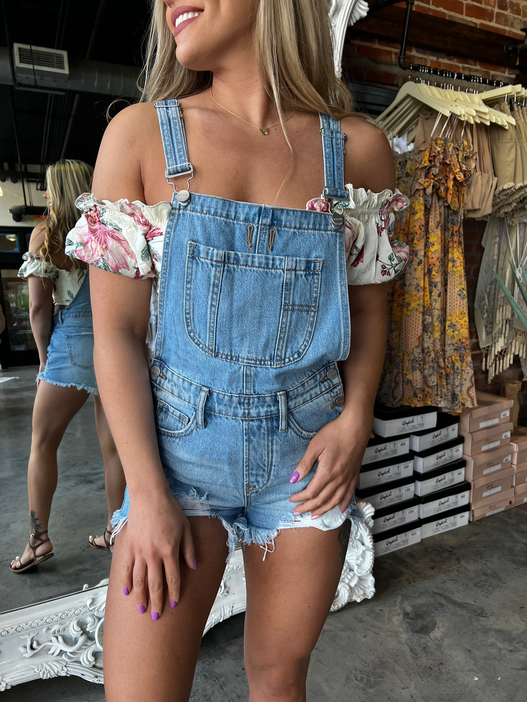 Denim Overall Shorts