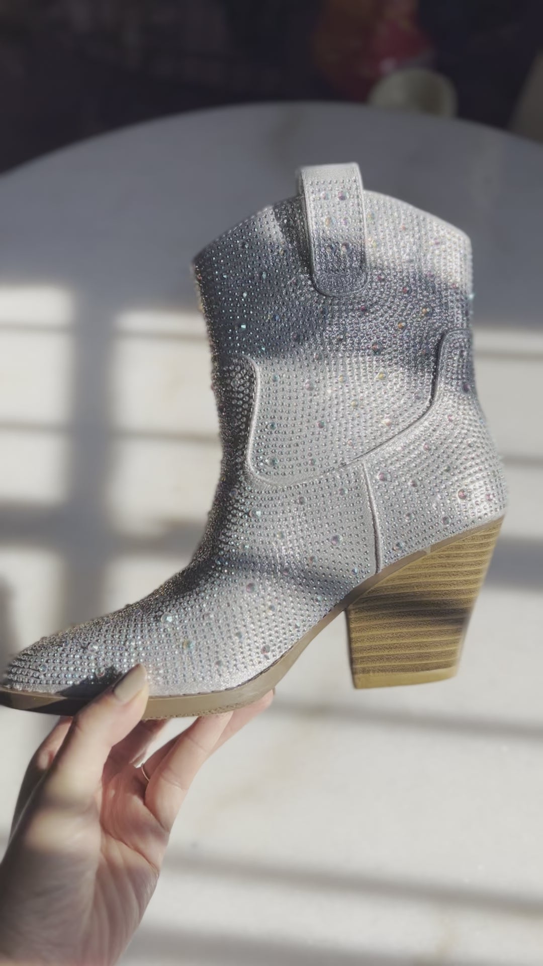 Howdy Rhinestone Booties (Silver)