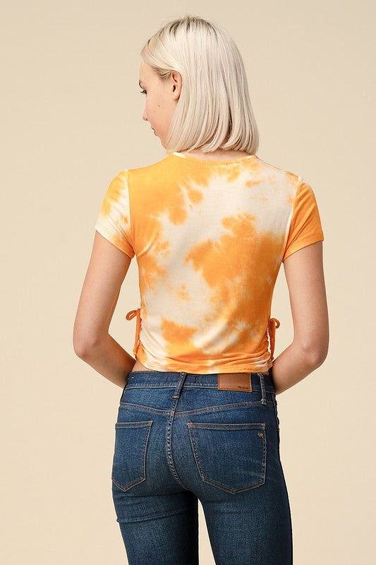 Sun Drenched Tie Dye Top (Mango) FINAL SALE