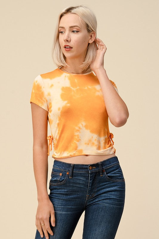 Sun Drenched Tie Dye Top (Mango) FINAL SALE