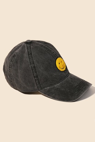 Chenille Patch Smiley Face Cap FINAL SALE